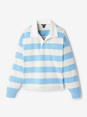 Roots women’s Blue & White Striped Rugby Shirt medium